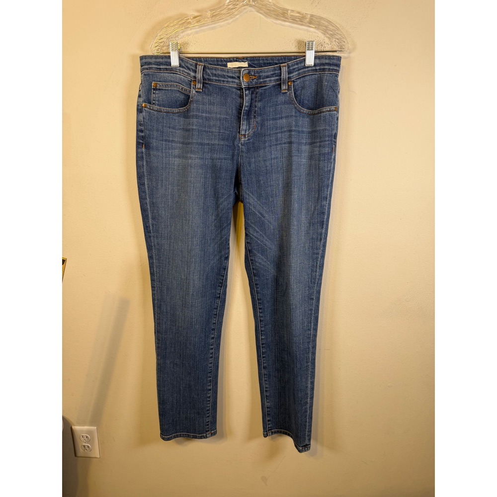 Eileen Fisher Womens Straight Leg Jeans Organic Cotton Blue 10